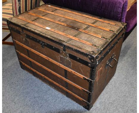 A Large Slat Top Trunk, 91cm by 54cm by 61cm