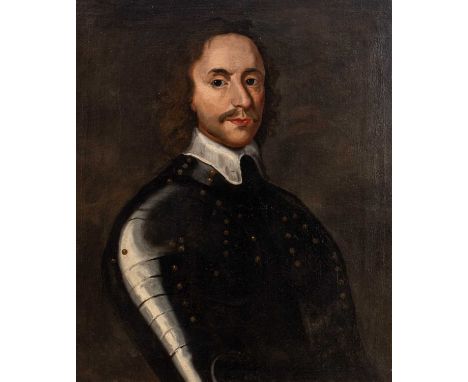 After Robert Walker (1599-1658)Portrait of Oliver Cromwell, half length, wearing armourOil on canvas, 73.5cm by 61.5cm Derive