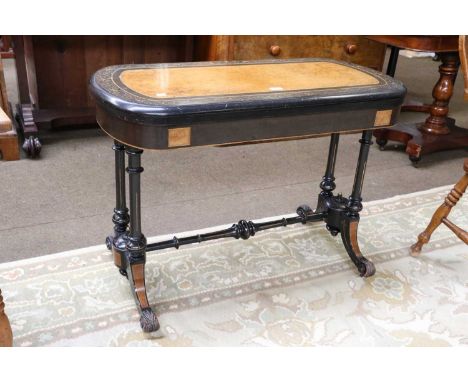 A Victorian Ebonised and Bur Walnut Card Table, makers Brew &amp; Claris, 99cm by 48cm by 71cm