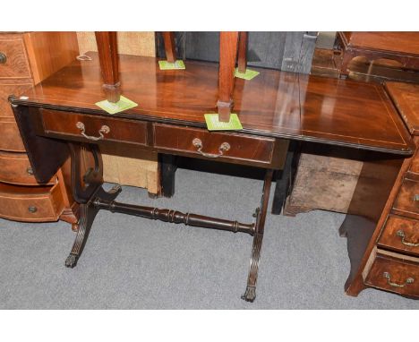 A Reproduction Mahogany Sofa Table, 90cm (closed) by 50cm by 76cm, A 19th Century Tripod Table, with oval top, 70cm by 53cm b