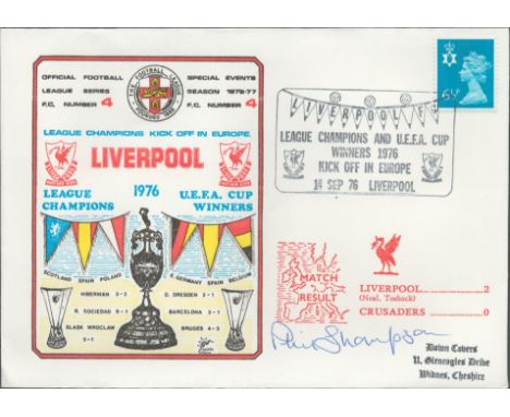 Liverpool V Crusaders 1976 Dawn Official Football First Day Cover Signed By Phil Thompson. Good condition. All autographs com