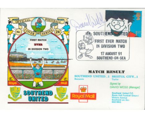 Southend United V Bristol City 1991 Dawn Official Football First Day Cover Signed By David Webb. Good condition. All autograp