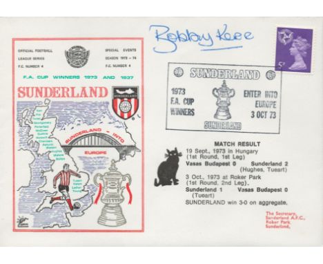 Sunderland V Vasas 1973 Dawn Official Football First Day Cover Signed By Bobby Kerr. Good condition. All autographs come with
