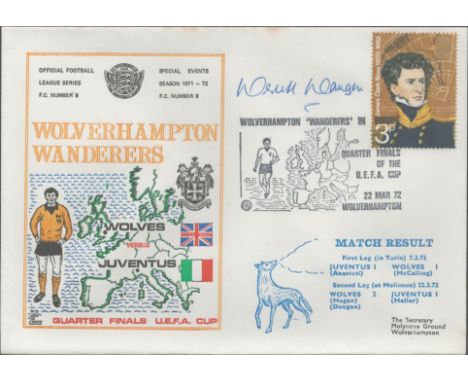 Wolverhampton Wanderers V Juventus 1972 Dawn Official Football First Day Cover Signed By Derek Dougan. Good condition. All au