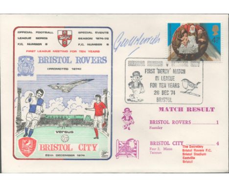 Bristol Rovers V Bristol City 1974 Dawn Official Football First Day Cover Signed By Geoff Merrick. Good condition. All autogr