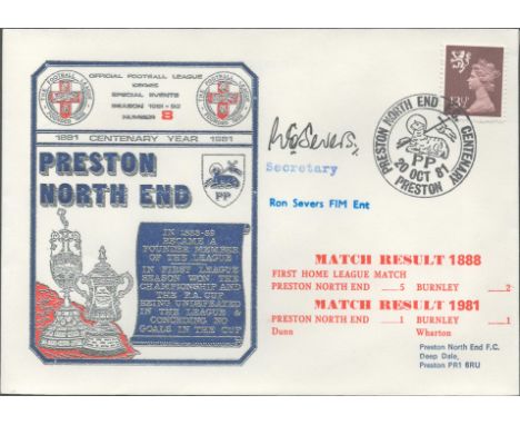 Preston North End V Burnley 1981 Dawn Official Football First Day Cover Signed By Ron Severs. Good condition. All autographs 