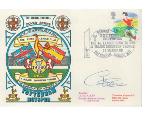 Tottenham Hotspur 49 Goals Record 1988 Dawn Official Football First Day Cover Signed By Clive Allen. Good condition. All auto