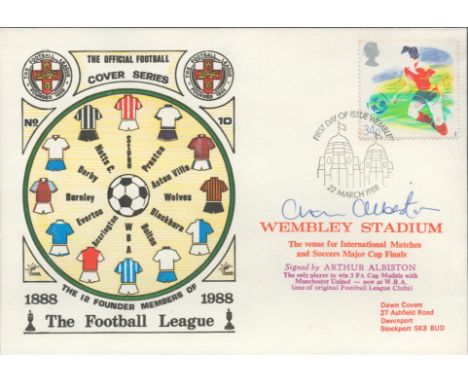 Wembley Stadium 1988 Dawn Official Football First Day Cover Signed By Arthur Albiston. Good condition. All autographs come wi