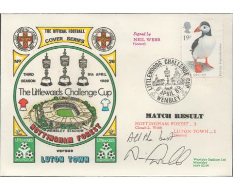 Nottingham Forest V Luton 1989 Dawn Official Football First Day Cover Signed By Neil Webb. Good condition. All autographs com