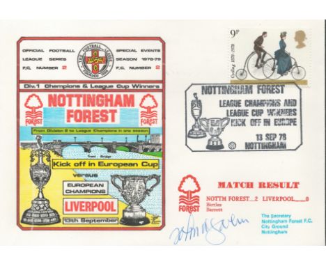 Nottingham Forest V Liverpool 1978 Dawn Official Football First Day Cover Signed By John McGovern. Good condition. All autogr
