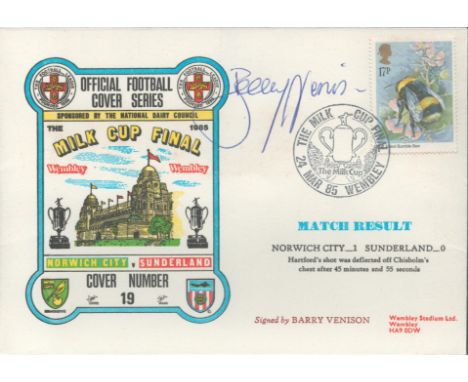 Norwich City V Sunderland 1985 Dawn Official Football First Day Cover Signed By Barry Venison. Good condition. All autographs