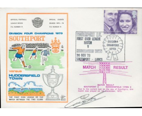 Southport V Huddersfield Town 1973 Dawn Official Football First Day Cover Signed By George Ross. Good condition. All autograp