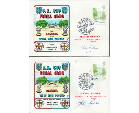 Arsenal V West Ham United 1980 Dawn Official Football First Day Cover Signed By 2 Linesman Byles And 1 Other. Good condition.