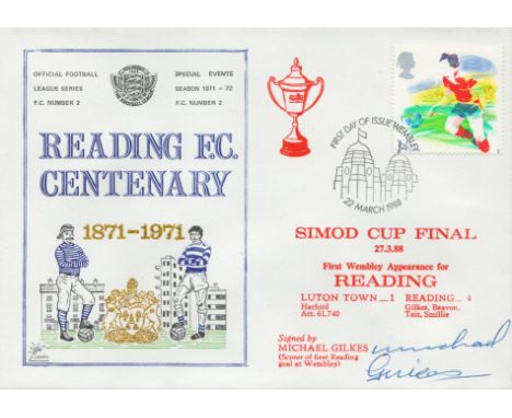 Luton Town V Reading 1988 Dawn Official Football First Day Cover Signed By Michael Gilkes. Good condition. All autographs com