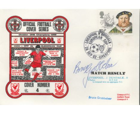 Liverpool V Dundalk 1982 Dawn Official Football First Day Cover Signed By Bruce Grobbelaar. Good condition. All autographs co