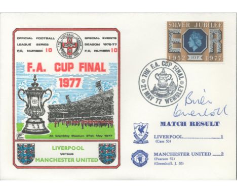 Liverpool V Manchester United 1977 Dawn Official Football First Day Cover Signed By Brian Greenhoff. Good condition. All auto
