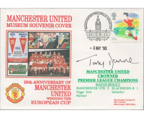 Manchester United V Blackburn Rovers 1993 Dawn Official Football First Day Cover Signed By Tony Dunne. Good condition. All au