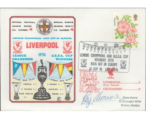 Liverpool V Crusaders 1976 Dawn Official Football First Day Cover Signed By Ray Clemence. Good condition. All autographs come