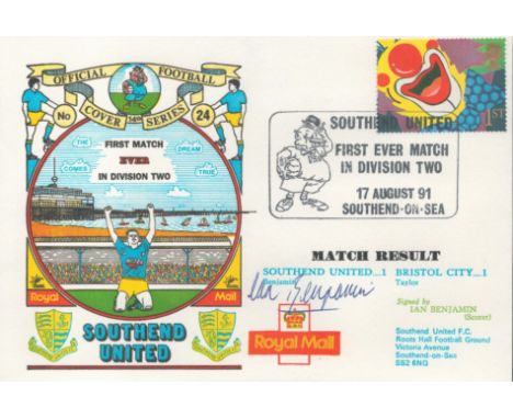 Southend United V Bristol City 1991 Dawn Official Football First Day Cover Signed By Ian Benjamin. Good condition. All autogr