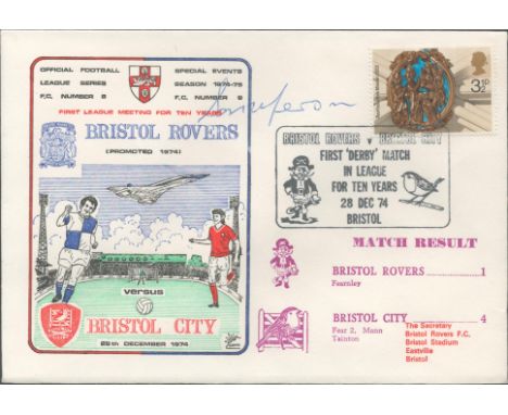 Bristol Rovers V Bristol City 1974 Dawn Official Football First Day Cover Signed By Don Megson. Good condition. All autograph