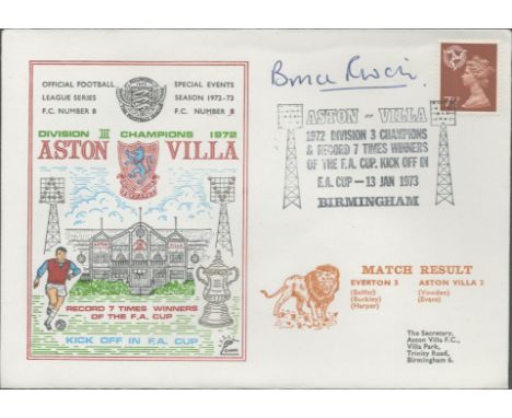 Everton V Aston Villa 1973 Dawn Official Football First Day Cover Signed By Bruce Rioch. Good condition. All autographs come 