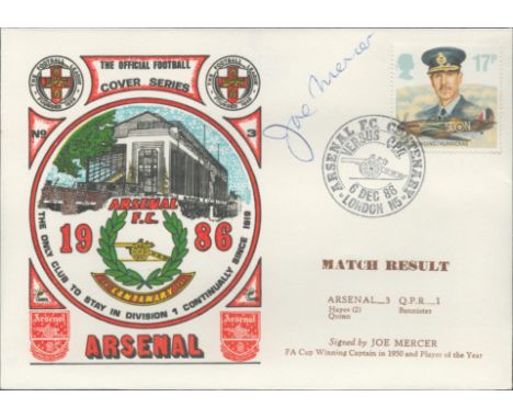 Arsenal V Queens Park Rangers 1986 Dawn Official Football First Day Cover Signed By Joe Mercer. Good condition. All autograph