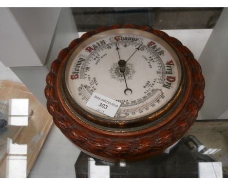 vintage wood framed barometer