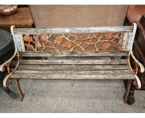 garden bench with cast ends and back a/f