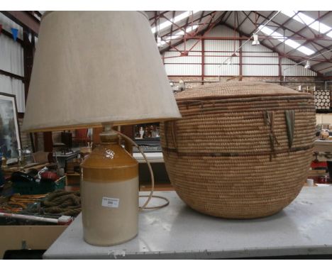 stoneware bottle lamp and snake basket