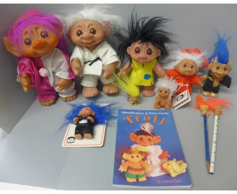 Ten mostly Thomas Dam of Denmark Trolls with Troll identification guide book 