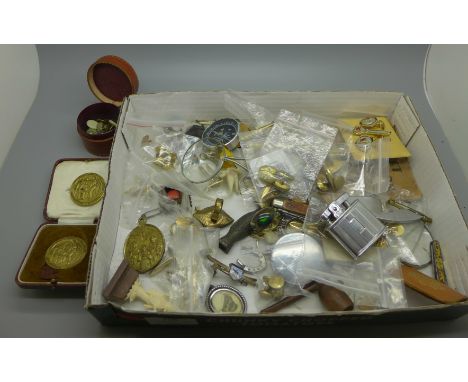 Cufflinks, compass, eyeglass, pocket knife, etc. 