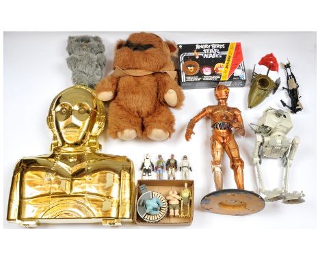 Quantity of Vintage Star Wars Collectibles Includes Kenner 1983 C-3PO Figure Case, 1982 AT-ST Scout Walker, Kenner 1983 Ewok 