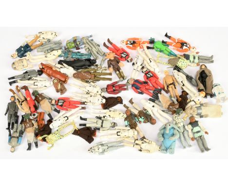 Large quantity of Kenner Star Wars vintage 3 3/4" figures including Jawas, Stormtroopers, Luke Skywalker Bespin, Greedo, Sy S