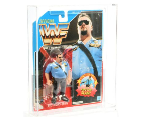 Hasbro WWF vintage 1990 Big Boss Man Wrestling figure Mint with Bespoke GW Acrylic Case.