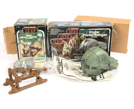 Palitoy Kenner Star Wars vintage vehicles x 2. Return of the Jedi Tri-Logo Endor Forest Ranger, Near Mint complete, within Go