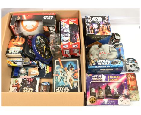Quantity of modern Star Wars collectibles includes BB-8 3D Deco Light, Mega Mighties Stormtrooper, First Order Legion Action 