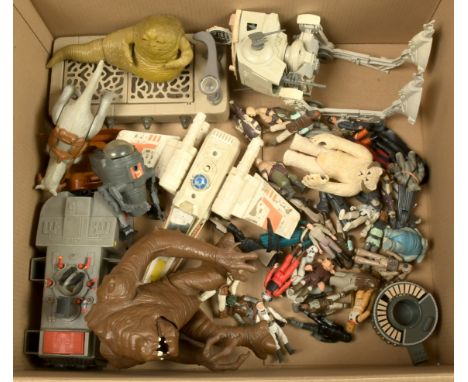 Quantity of Kenner vintage Star Wars 3 3/4" figures, vehicles and creatures including Rancor Monster, X-Wing Fighter, Hoth Wa