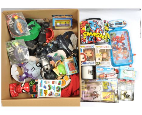 Quantity of mixed TV &amp; Film collectibles includes Marvel, Funko, DC, Captain Scarlet, Muppets, Thomas the Tank Engine. Go