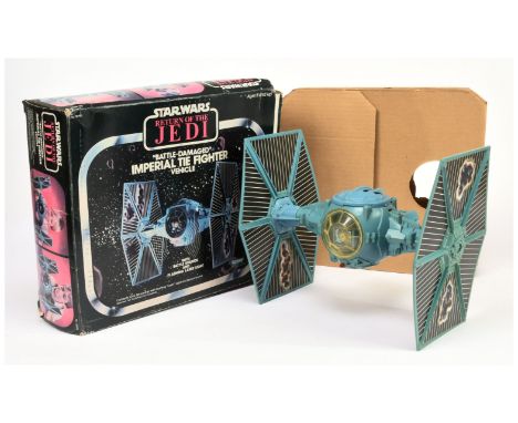 Kenner Star Wars vintage Return of the Jedi Battle Damaged TIE Fighter, Good (some discolouration) complete, within Good open