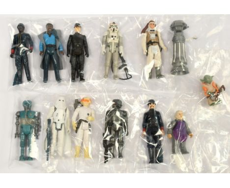 Kenner Star Wars vintage 3 3/4" figures x 13 including Yoda, Cloud Car Pilot, Black Bespin Guard, Hoth Stormtrooper, FX-7, Zu