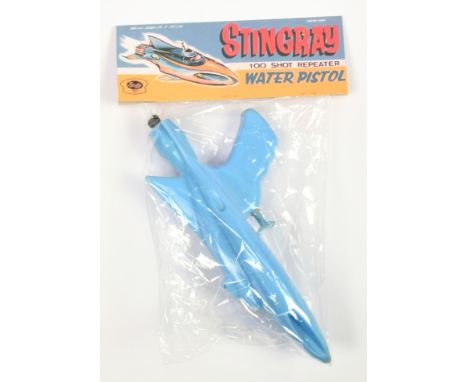 Fairylite vintage Gerry Anderson Stingray 100 Shot Repeater Water Pistol, within Reproduction packaging.