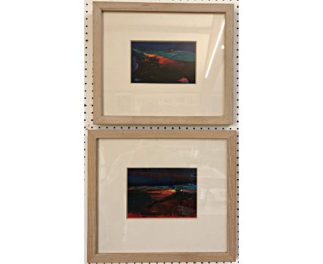 Hilary A. Turnbull (British, contemporary), two acrylic paintings: 'Last Light I', monogrammed 'HAT', 17 x 11 cm; and 'Last L