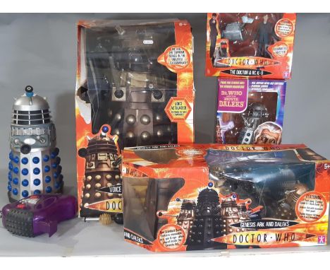 Doctor Who model Darleks; 'Genesis Ark and Darleks' (appears complete, box scuffed and figures not secure), 3 boxed Darleks a
