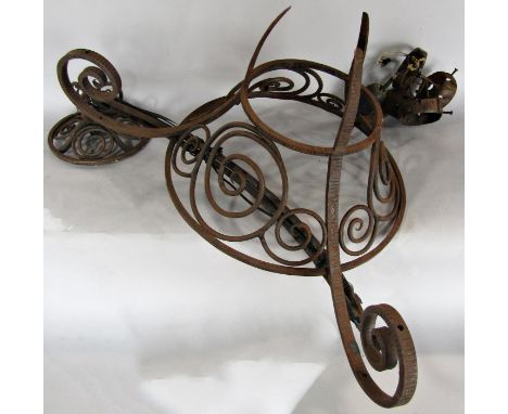 A 19th century wrought iron ceiling light, in need of restoration. 