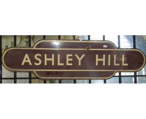 Railwayana -  a vintage enamel station sign, Ashley Hill (Bristol) 93 cm long x 26 cm high, the station closed in 1964 