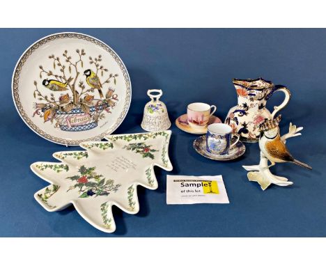 Seven birds by Karl Ens, collection of cabinet cups and saucers by Worcester, collection of twelve German collectors plates, 