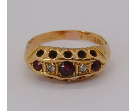 Antique 18ct topaz and diamond gypsy ring, size K/L, 1.8g 