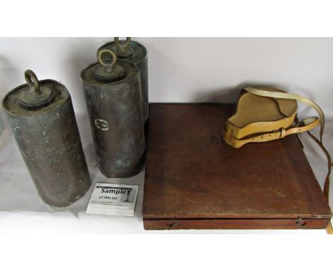 A M.D.S London Marching Compass in a leather case (lid jammed), a tripod, a brass S&amp;S geometry instrument in it’s origina