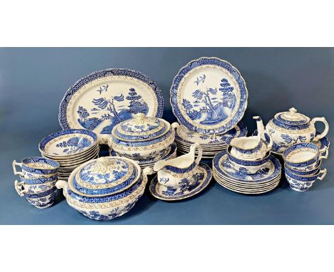 An extensive collection of Booth's Real Old Willow  comprising dinner plates, tureens, bowls, side plates, tea cups and sauce