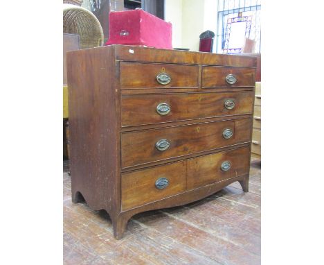Regency mahogany chest of three long and two short drawers, with caddy top, on swept supports and brass plate handles, 107cm 
